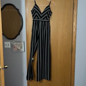 Black and White striped Jumpsuit
